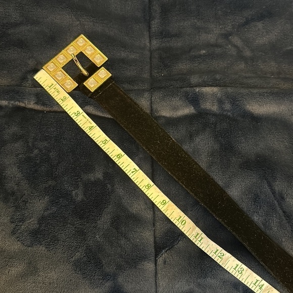 Anne Klein for Calderon Vintage Leather Velvet Belt with Crystal Buckle SzM - Picture 8 of 11